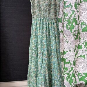 Anna Cate Floral Green Smocked Maxi Sundress size XS